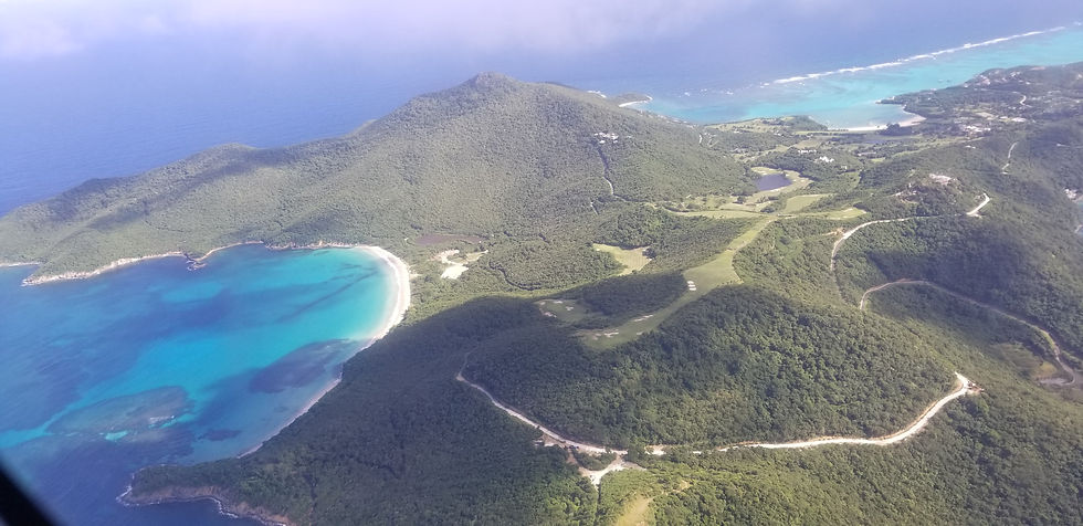 Aerial view of Canouan from plane