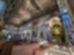 Looking yp at the Frescos inside the Church of Ognissanti in Florence, Italy