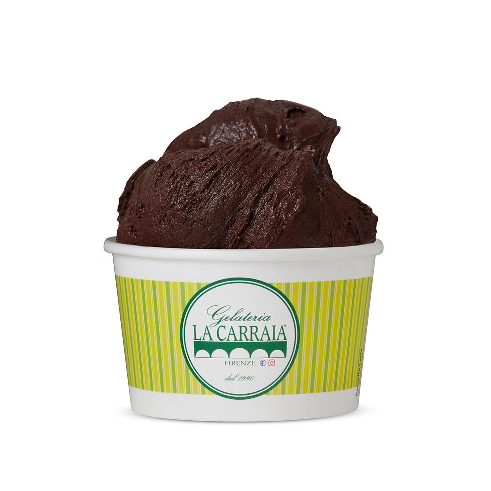 Cup of dark chocolate gelato at Gelateria La Carraia, Florence