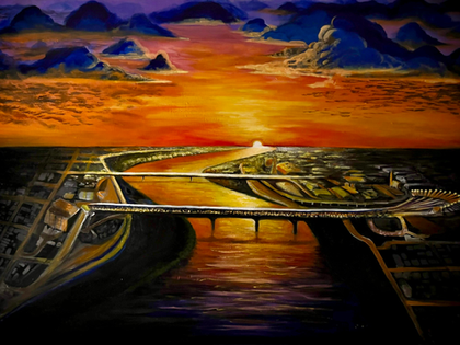 Sister Cities Under the Sun - Acrylic Painting
