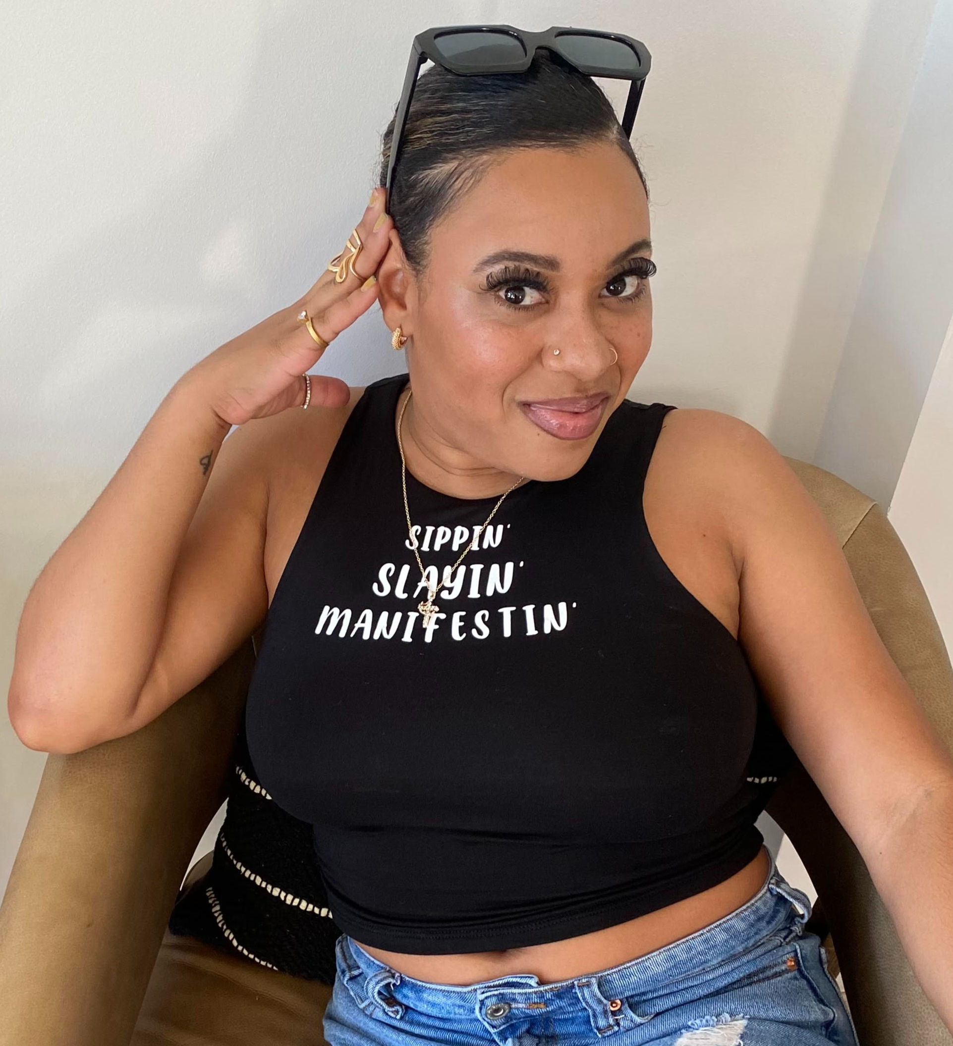 Sippin Slayin Manifestin Baby Crew Tee