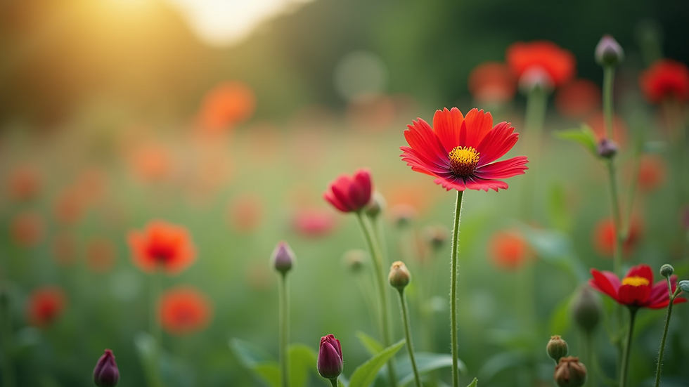 Close-up view of a native plant garden in full bloom