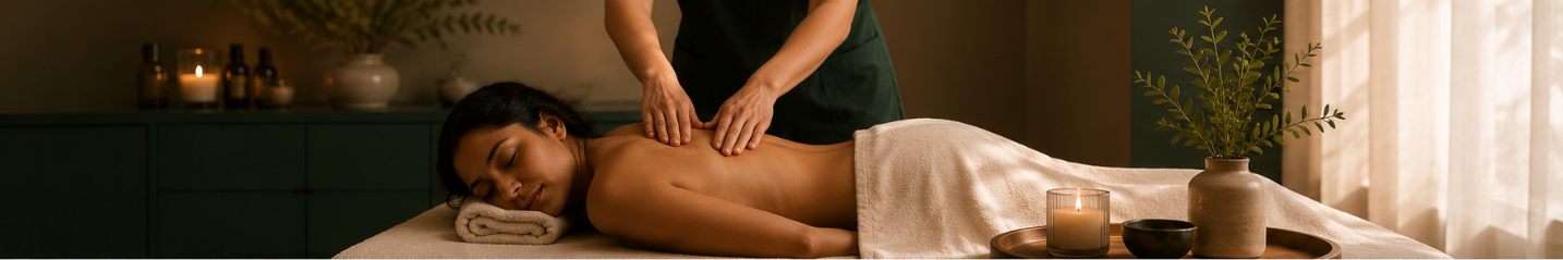 Therapist performing a Swedish massage on a client's back