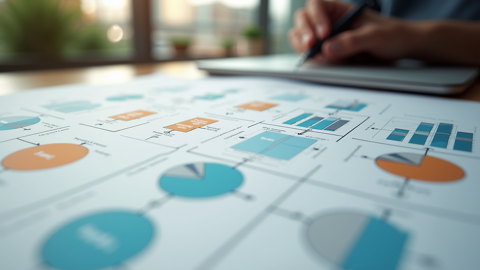 Eye-level view of a digital illustration of a sitemap flowchart