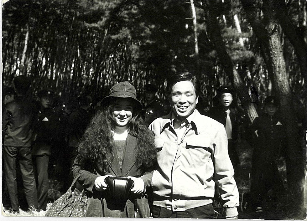 The author and a teacher during a picnic