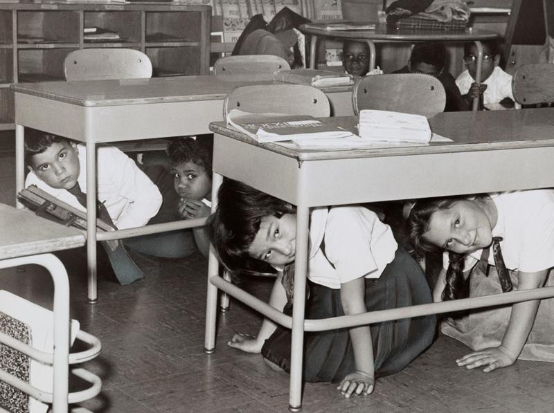 In the good old days, desks sheltered us from mankind’s most fiendish weapon