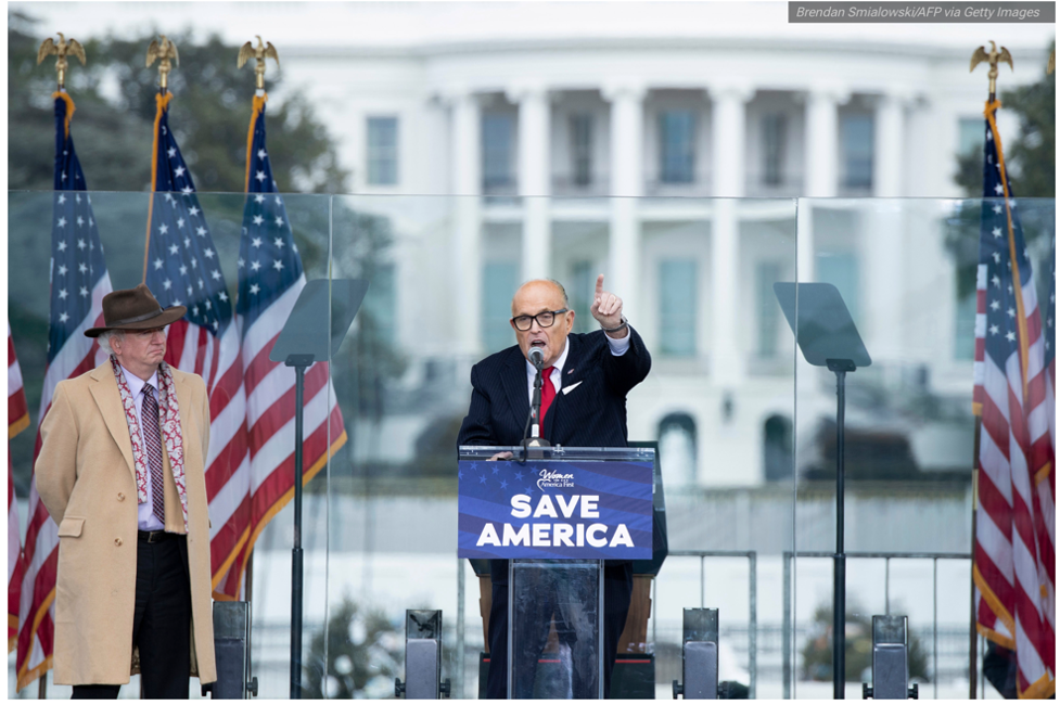Rudy Giuliani, calling for trial by combat at the rally on the Ellipse on January 6, 2021