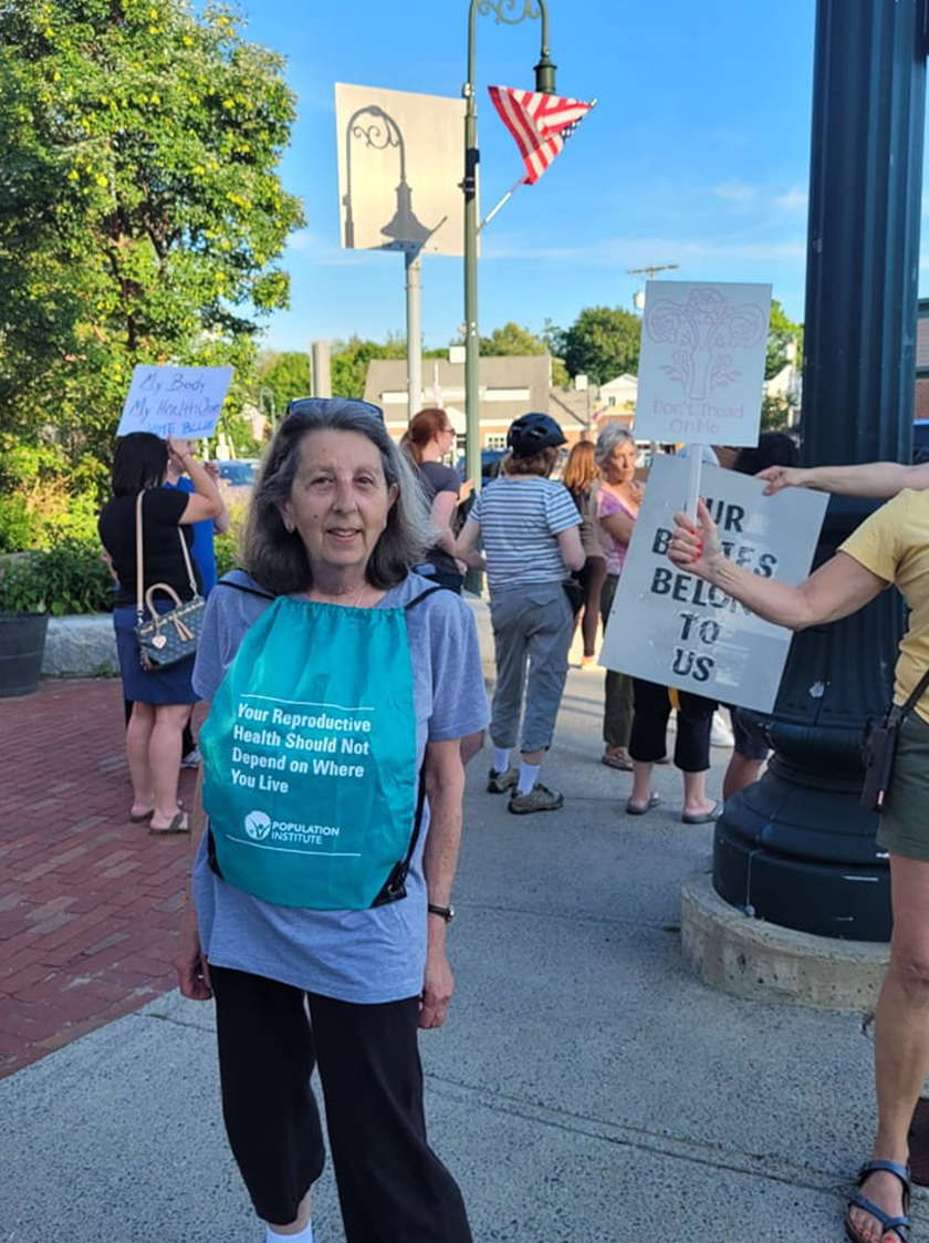 Helene Bednarsh attending a last-minute rally in Sharon, Mass. on June 24 to protest Roe v. Wade being overturned that day
