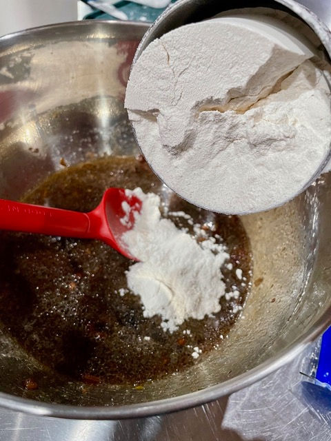 Mix in the flour.