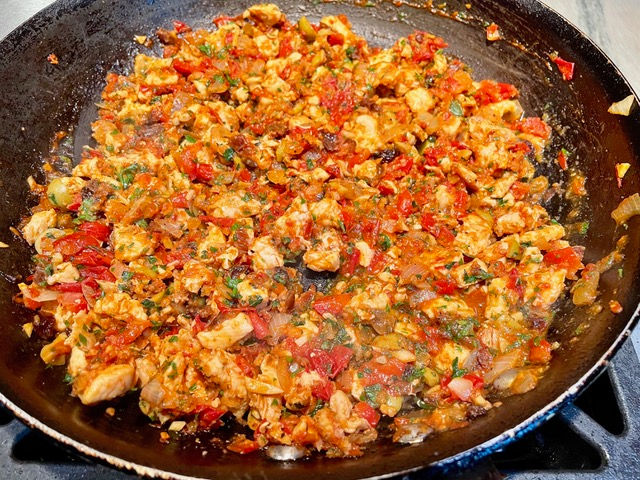 Chicken filling made ahead of time to cool to room temperature or refrigerate.