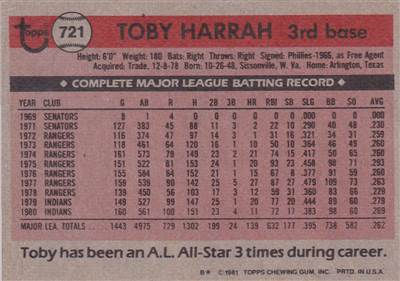 #721 Toby Harrah (b)