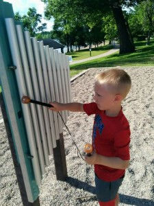 Emily Benjamin’s children, Sophie and Levi Benjamin, play the xylophone and chimes at the playground in Sturges Park. Levi is 6 and Sophie is 4 in these photos, taken by their mom, Emily Benjamin, at the 2015 Rotary picnic. Emily is the current president of the Buffalo Rotary Club