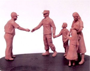 The reference photo was then formed into small clay figurines before it was then turned into large sculptures by Brodin Studios, of Litchfield. The sculptures, once complete, will be erected at Fort Hood in Texas.