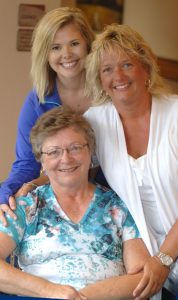 Marilyn Carlson (front) and her daughter Nancy (right) have high praise for Knute Nelson Hospice, who helped care for Marilyn’s husband, Don, during his final year of life. Working closely with the Carlsons was KaLee Mohrman (Top), RN, Clinical Nurse Manager at Knute Nelson Hospice. Photo by Jim Palmer