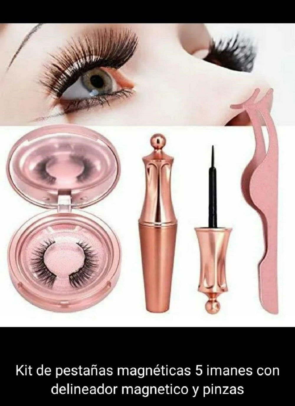 KIT DE PESTAÑAS DELINEADOR DE OJOS MAGNETICO DE LARGA DURACION