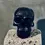 Thumbnail: Black gothic skull resin ornament on display; Gothic Resin Skull Ornaments Gifts.