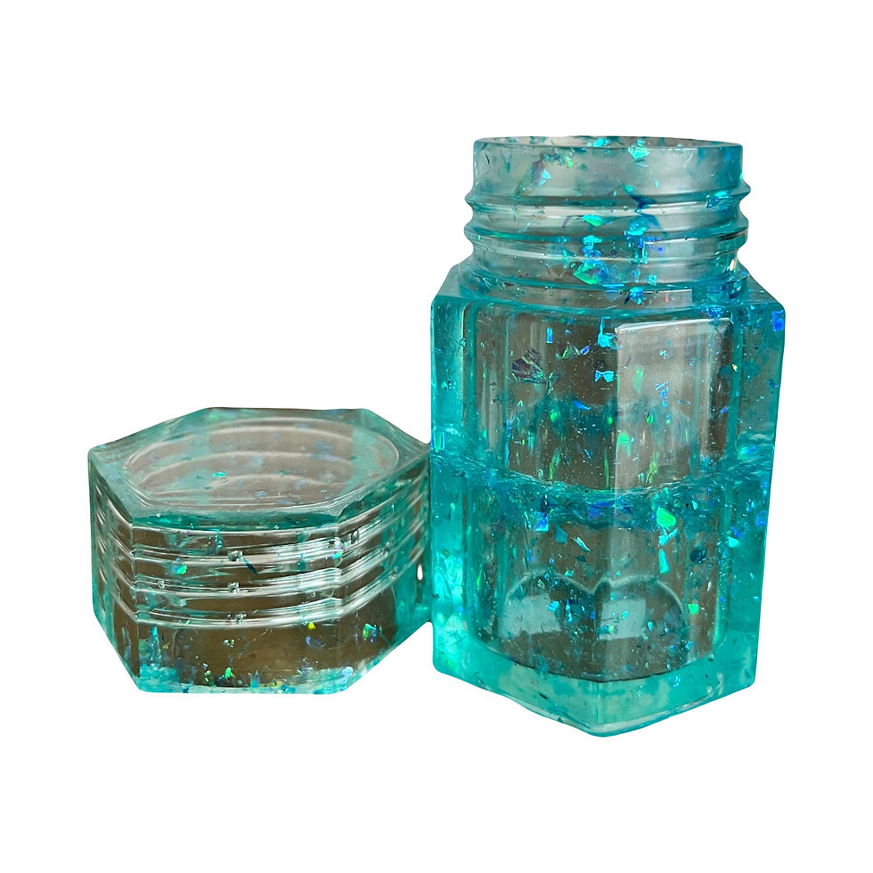 Blue Glitter Spice With Lid Off