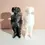 Thumbnail: Black And White Resin Suited Dog Figurine Ornaments Front View, With Peach Background