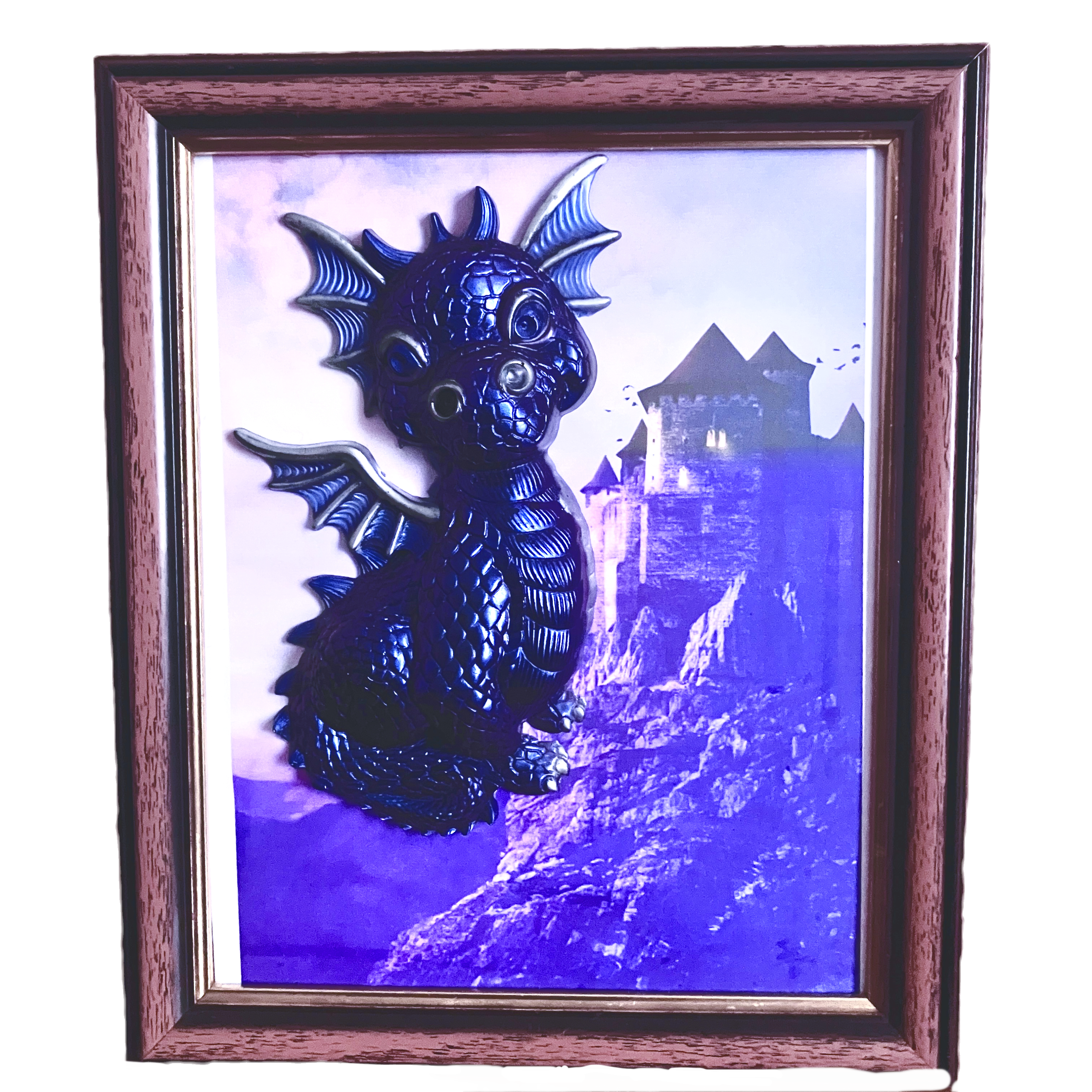 Purple resin baby dragon picture front view