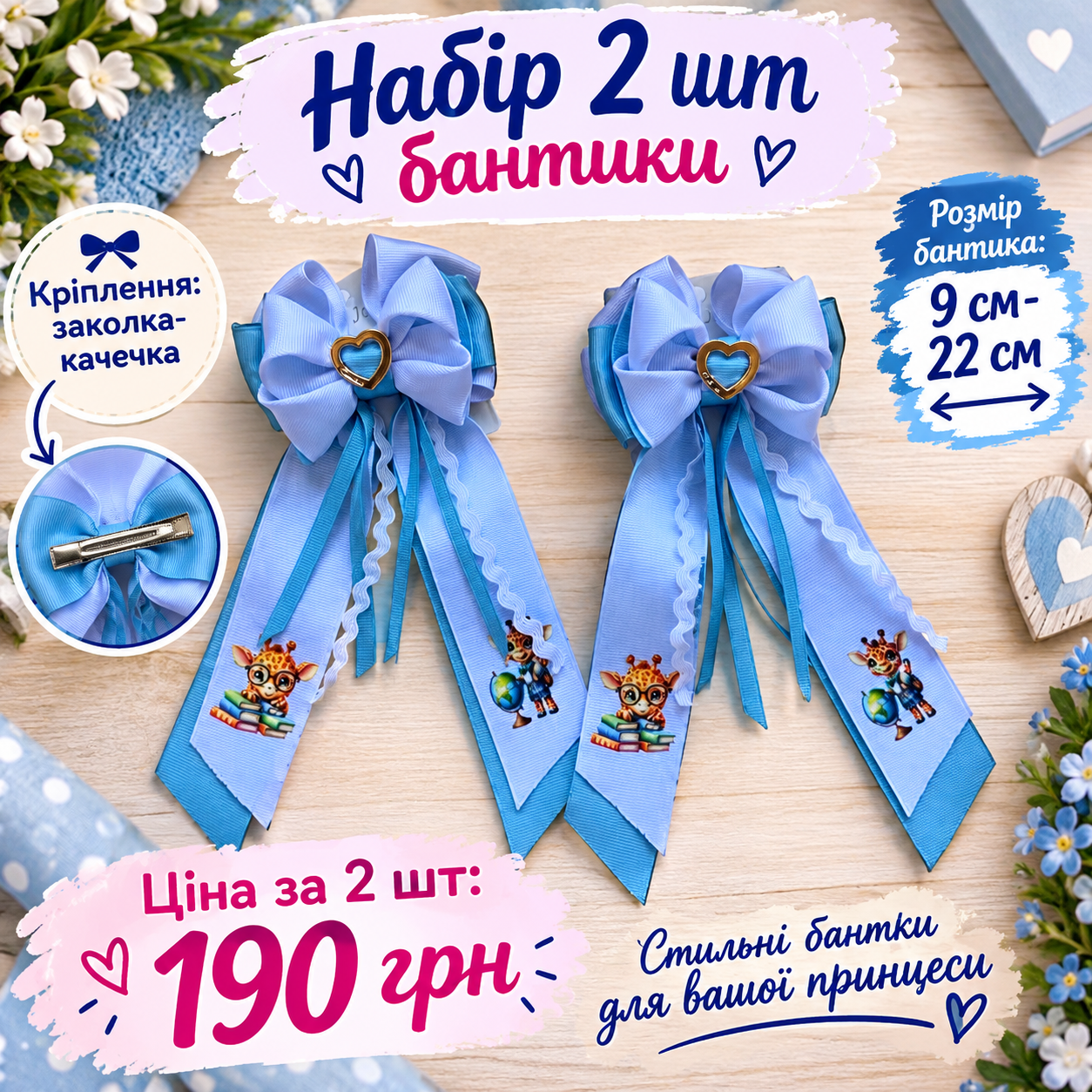 Набір  2шт  бантики  /розмір 9-22см