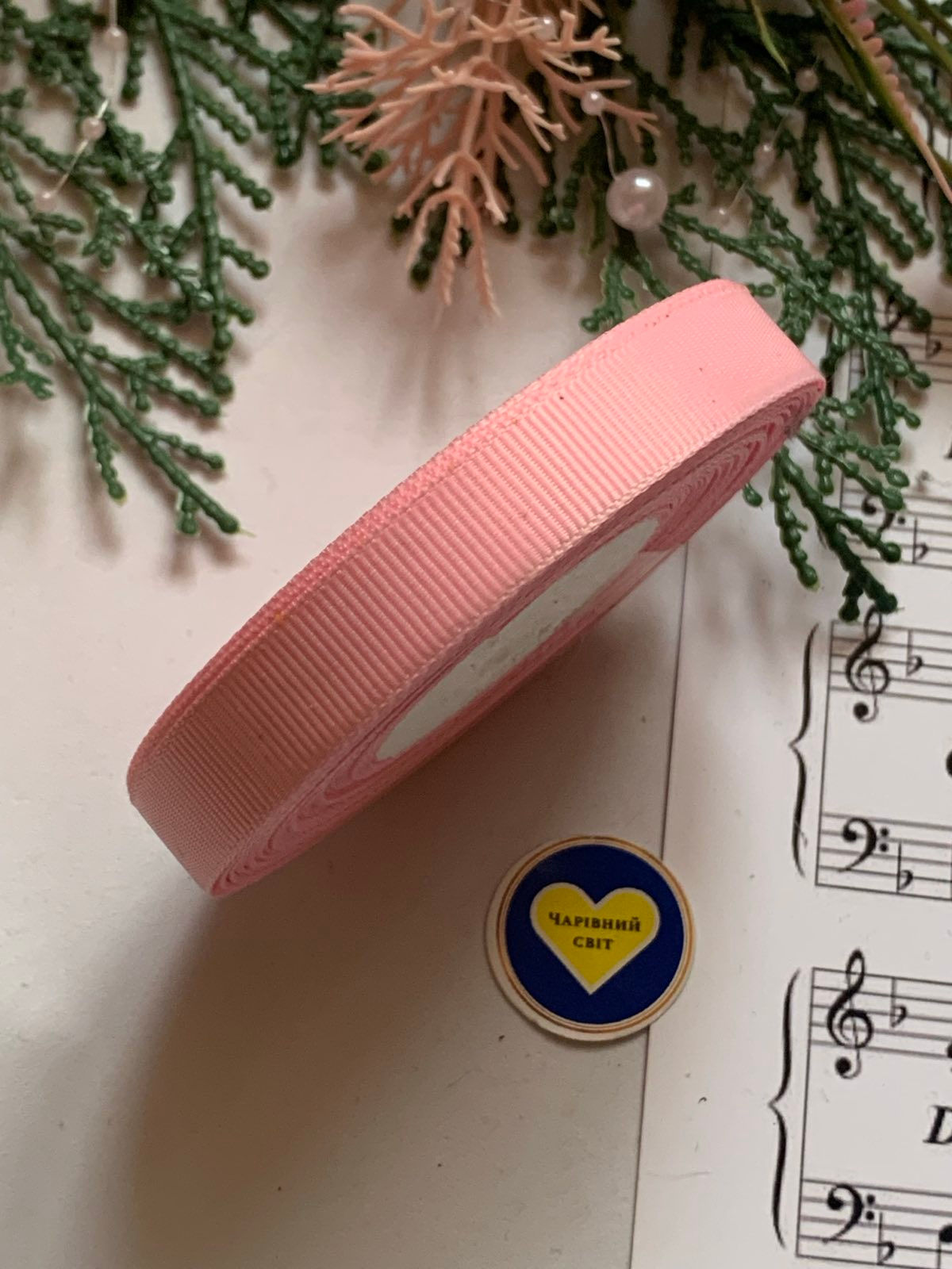 стрічка 1.2 см ціна за 18м колір ніжно рожева