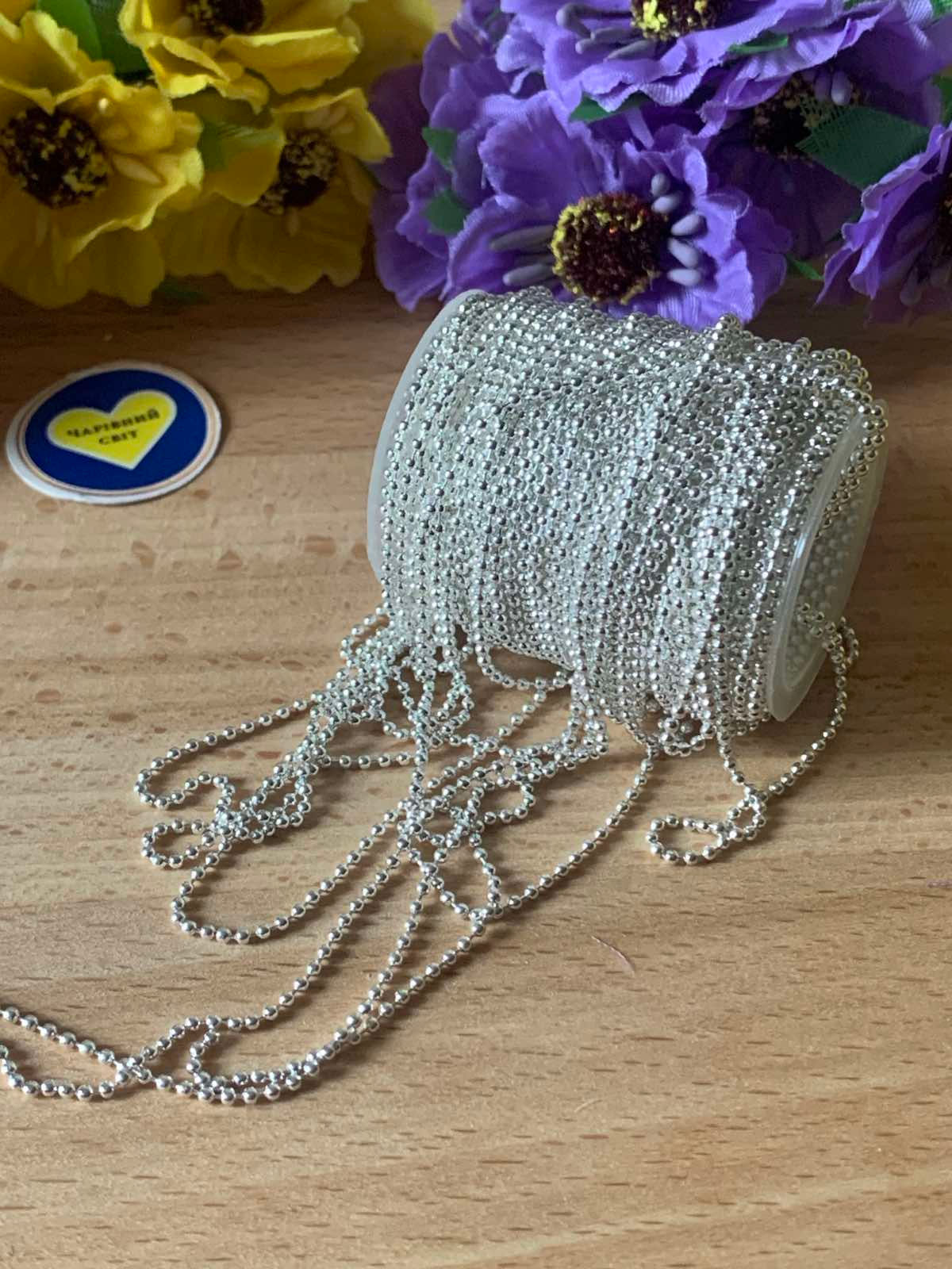 Кульковий ланцюг розмір 1.5мм колір  світло сріблоЦіна за 50 см