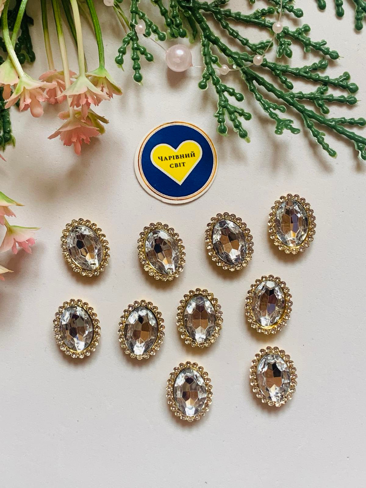 Стразовий декор -овал  колір прозорий 