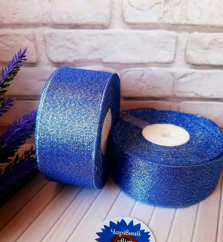 Прев'ю: Стрічка парча 4см колір сине-фіолетовий 