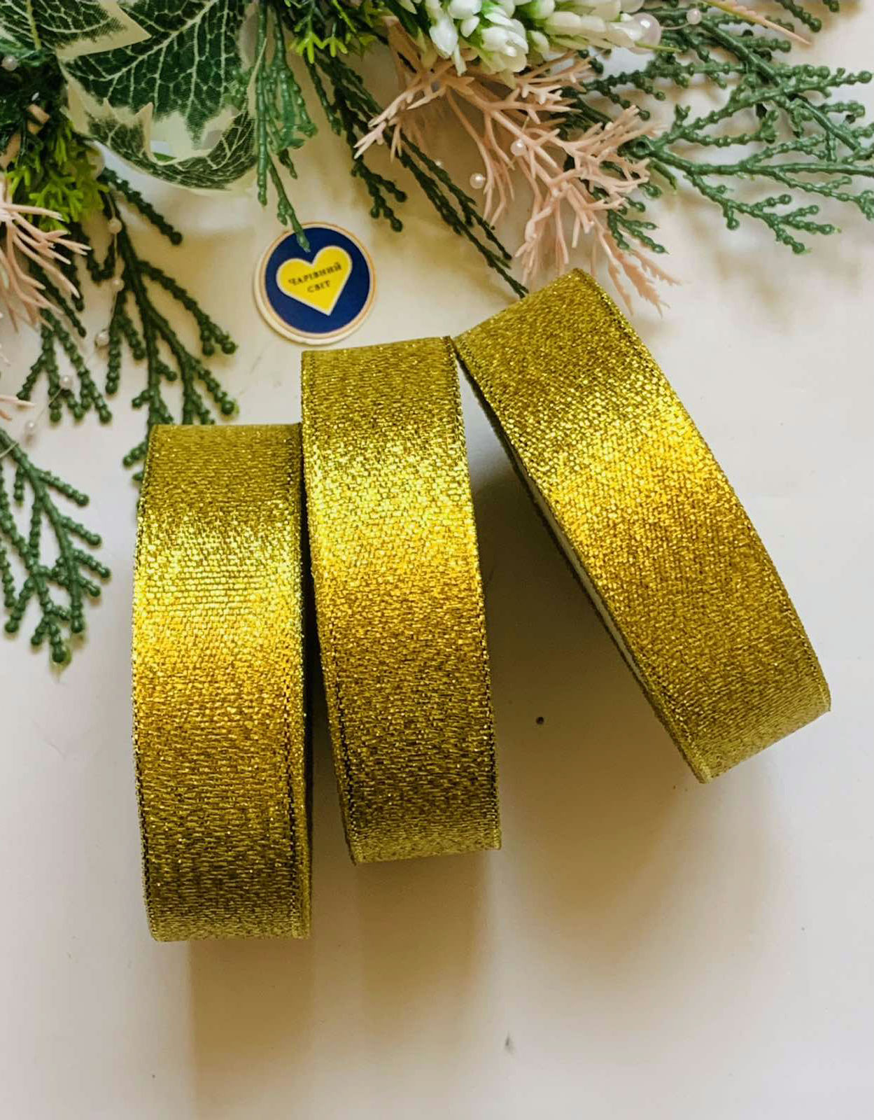 Стрічка  парча 2.5см колір золото 