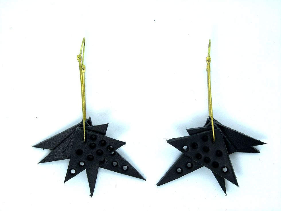 Thumbnail: Geometric  off cut leather earrings