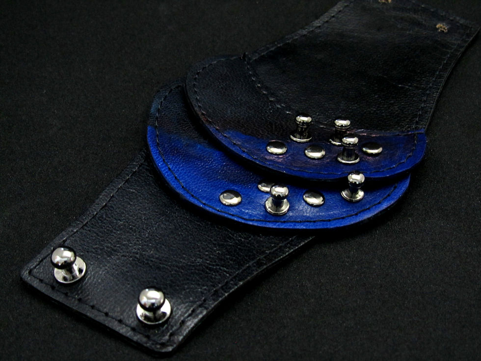 Thumbnail: Black leather cuff with metal studs 