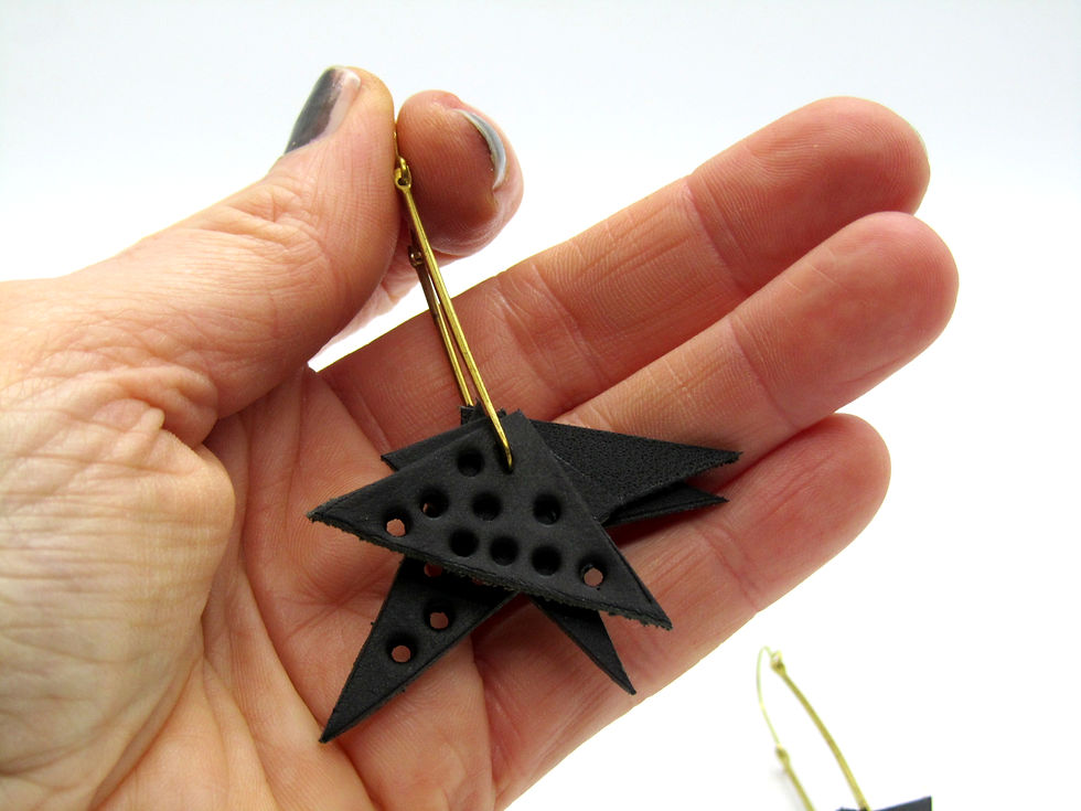 Thumbnail: Geometric  off cut leather earrings
