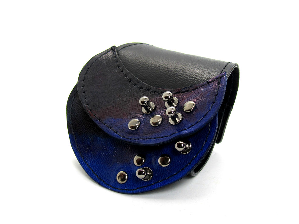 Thumbnail: Black leather cuff with metal studs 