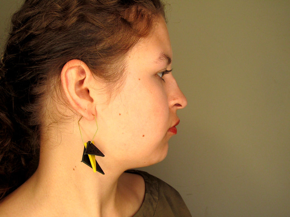 Thumbnail: Geometric off cut leather earrings