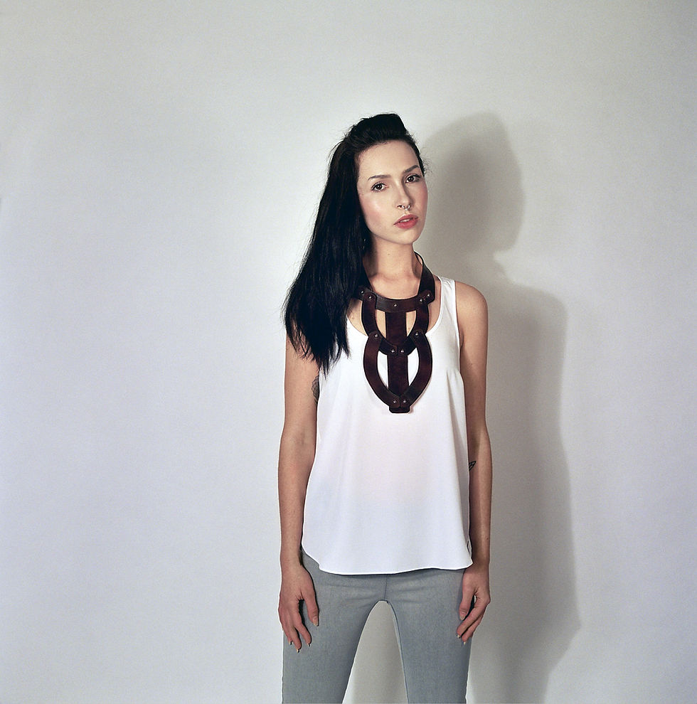 Thumbnail: Leather necklace with metal studs.