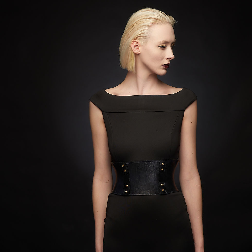 Thumbnail: Black leather corset belt with studs