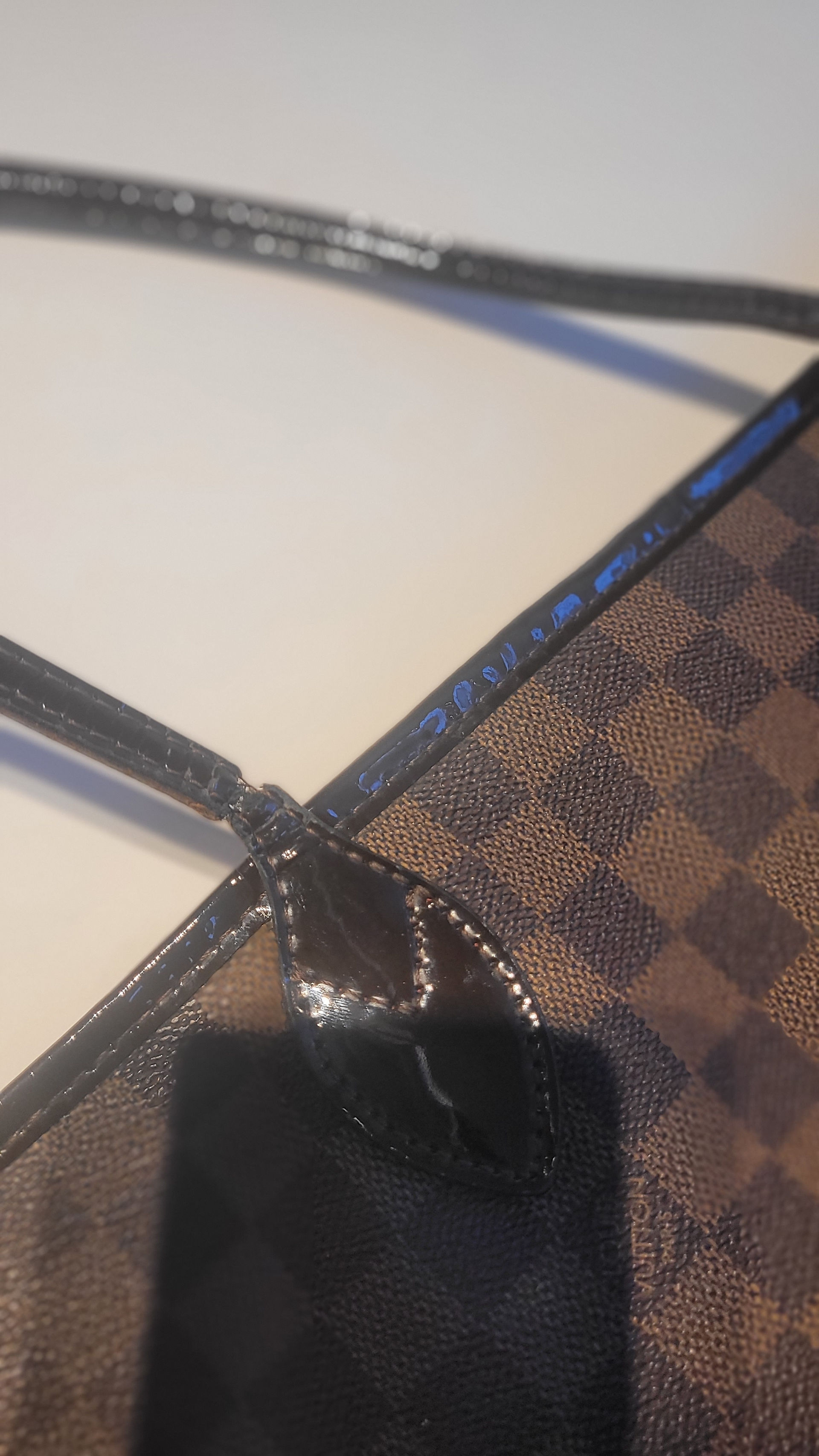 New leahter handles hand made by Renush  leather accessories  on Louis Vuitton tote bag