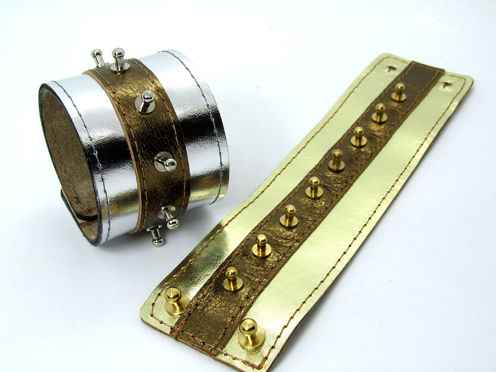 Thumbnail:  Metallic leather cuff with studs