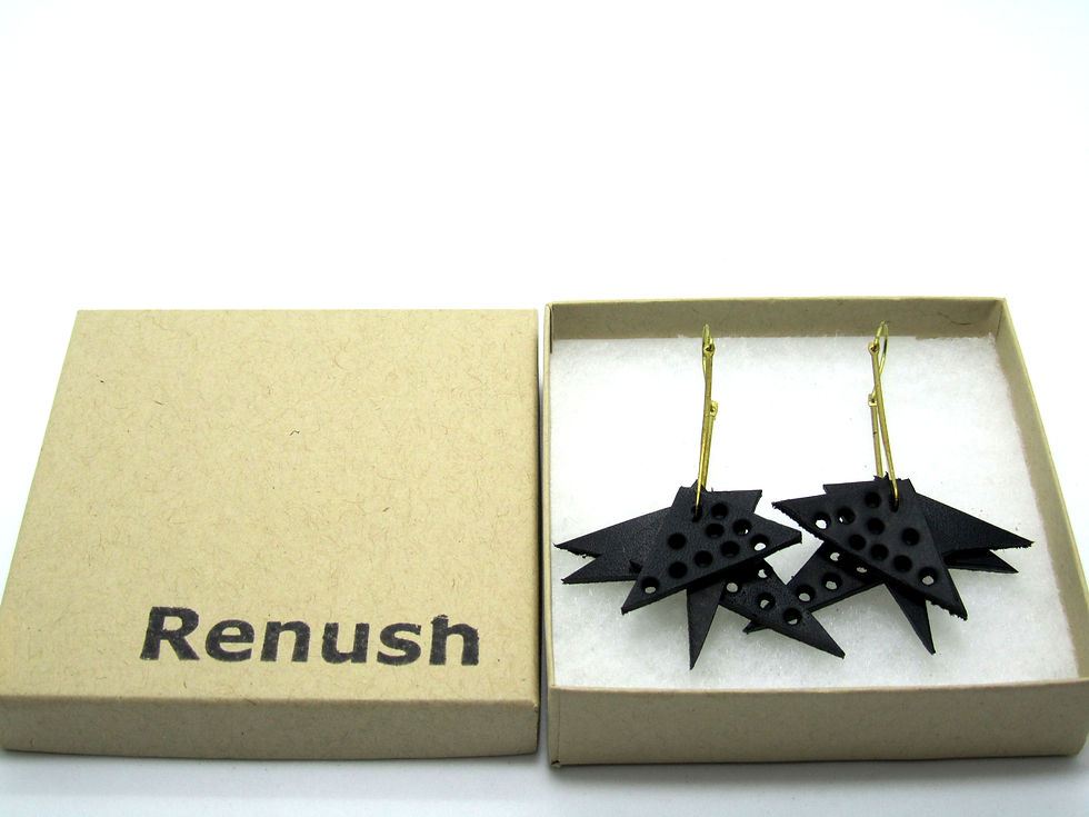 Thumbnail: Geometric  off cut leather earrings