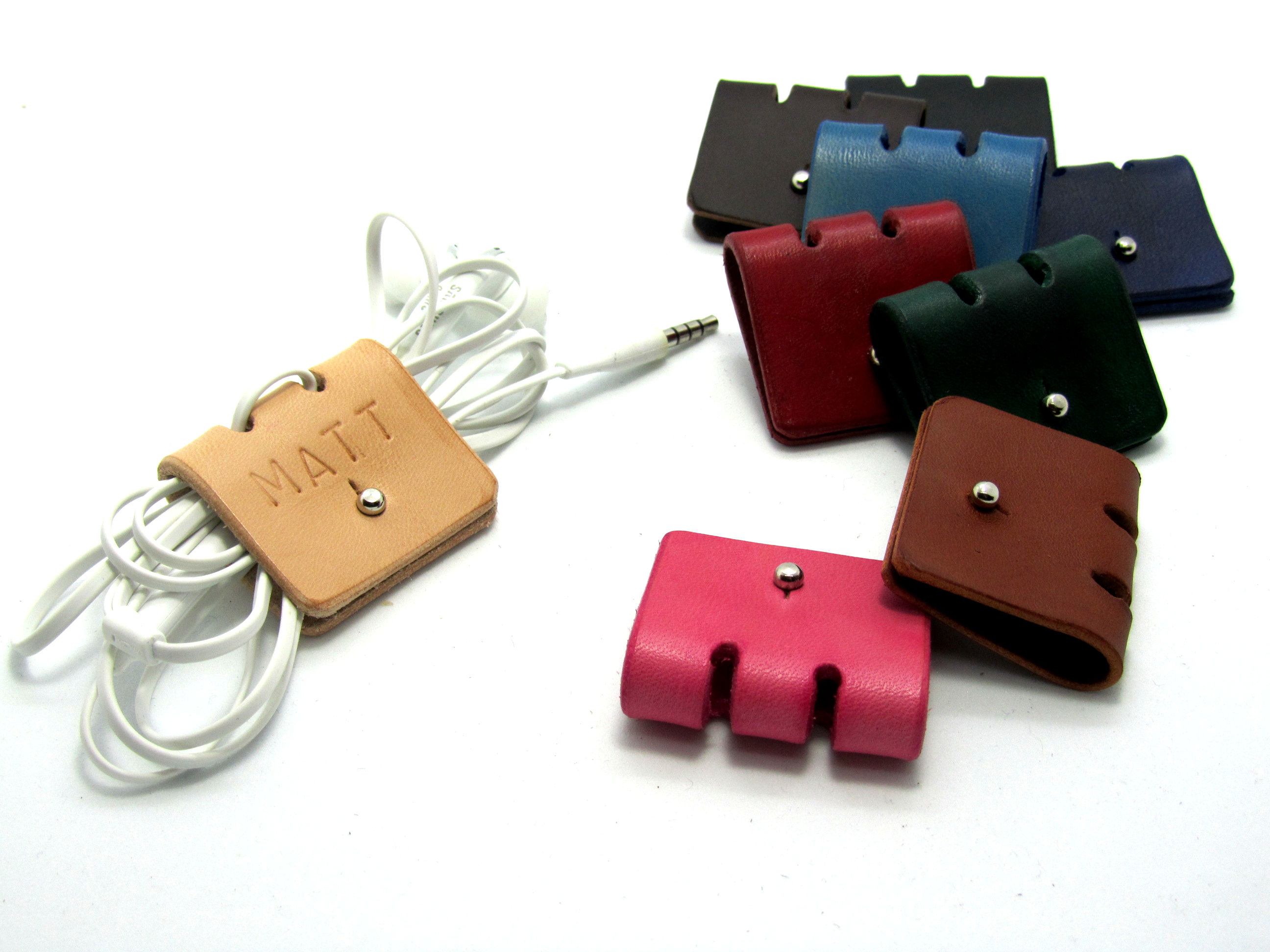 Personalized  leather cable tidy