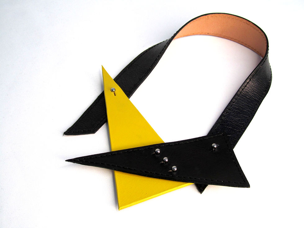 Thumbnail: Geometric upcycled leather necklace