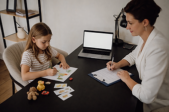 Kind doet diagnostiek voor IQ intelligentie bij psycholoog kinderen en jongere anita bij kurago borgloon