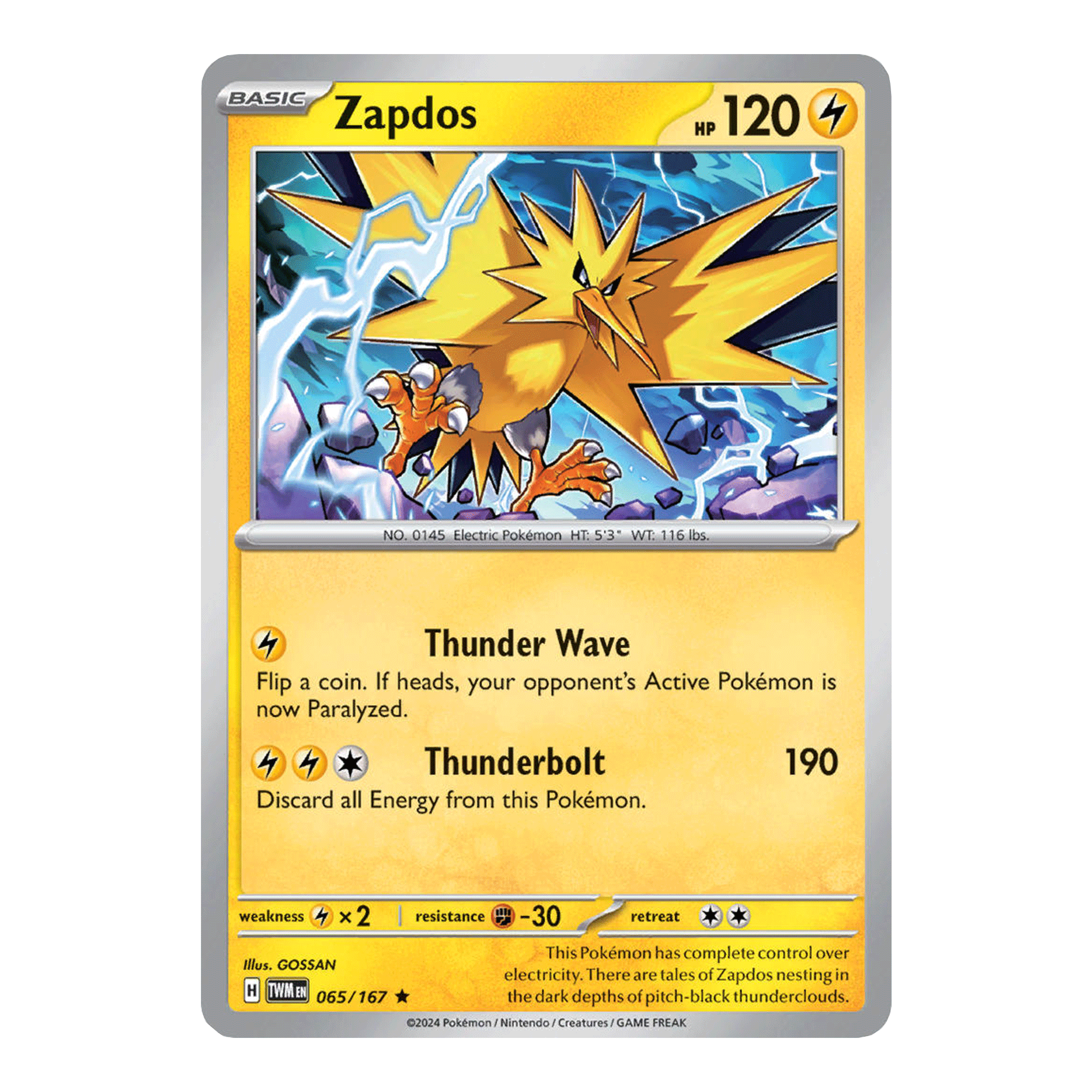 zapdos holo - twilight masquerade 065/167