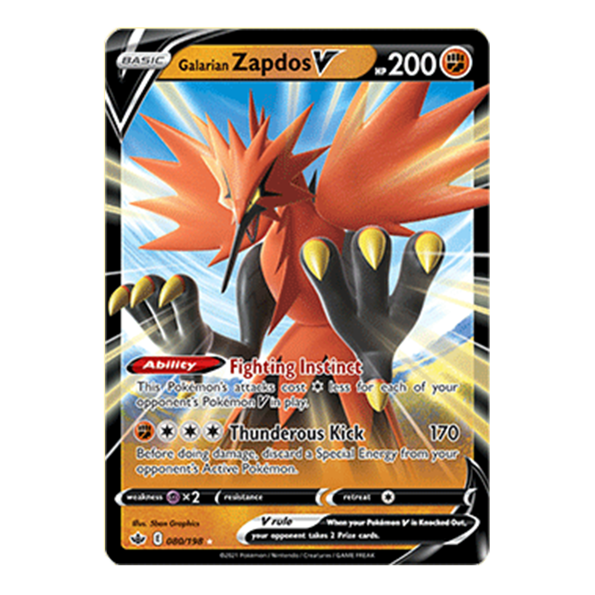 galarian zapdos v - chilling reign 080/198