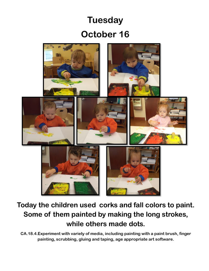 Fall Paintings Using Recyclables in Room Alef