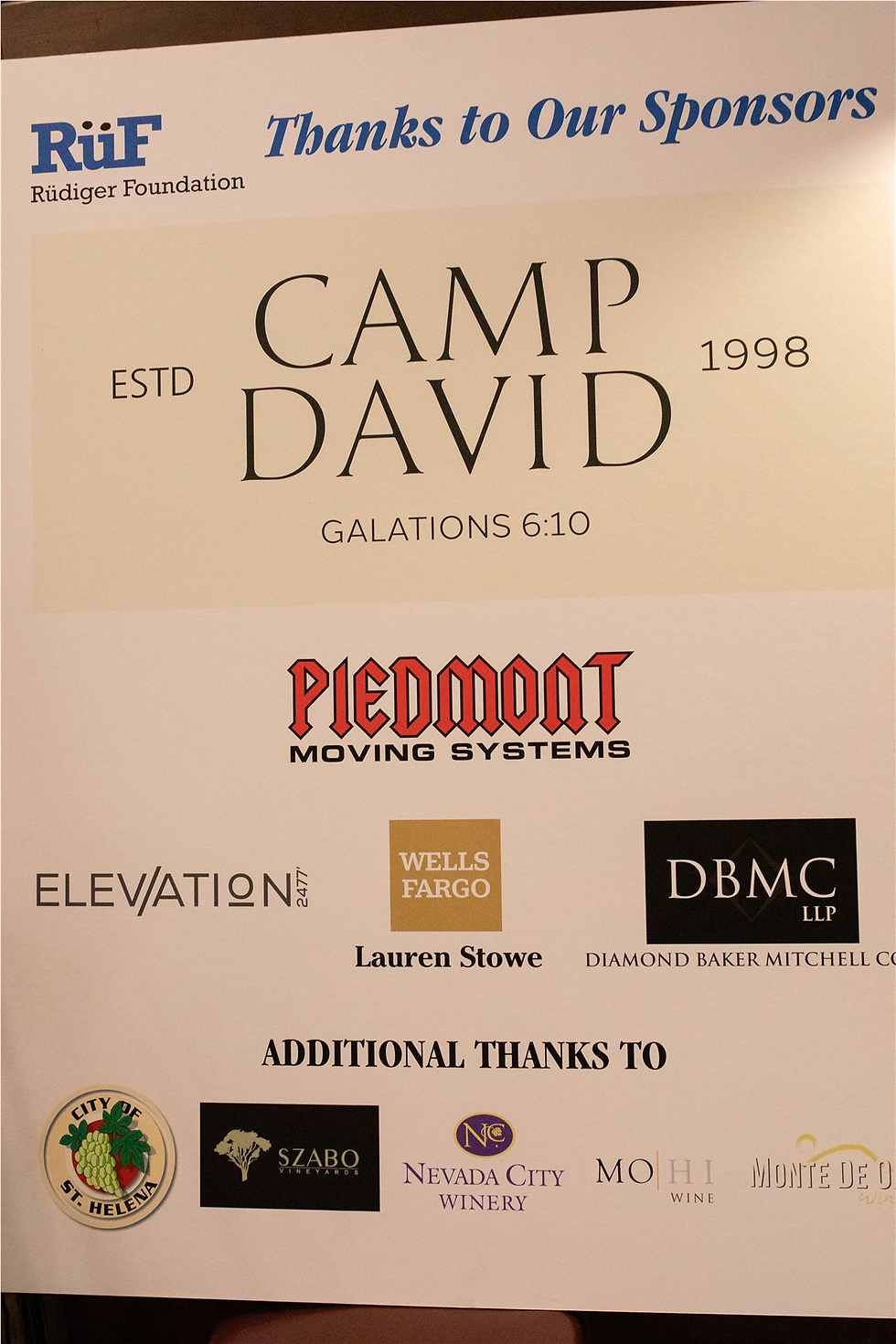 Proud sponsors of Rudiger Foundation