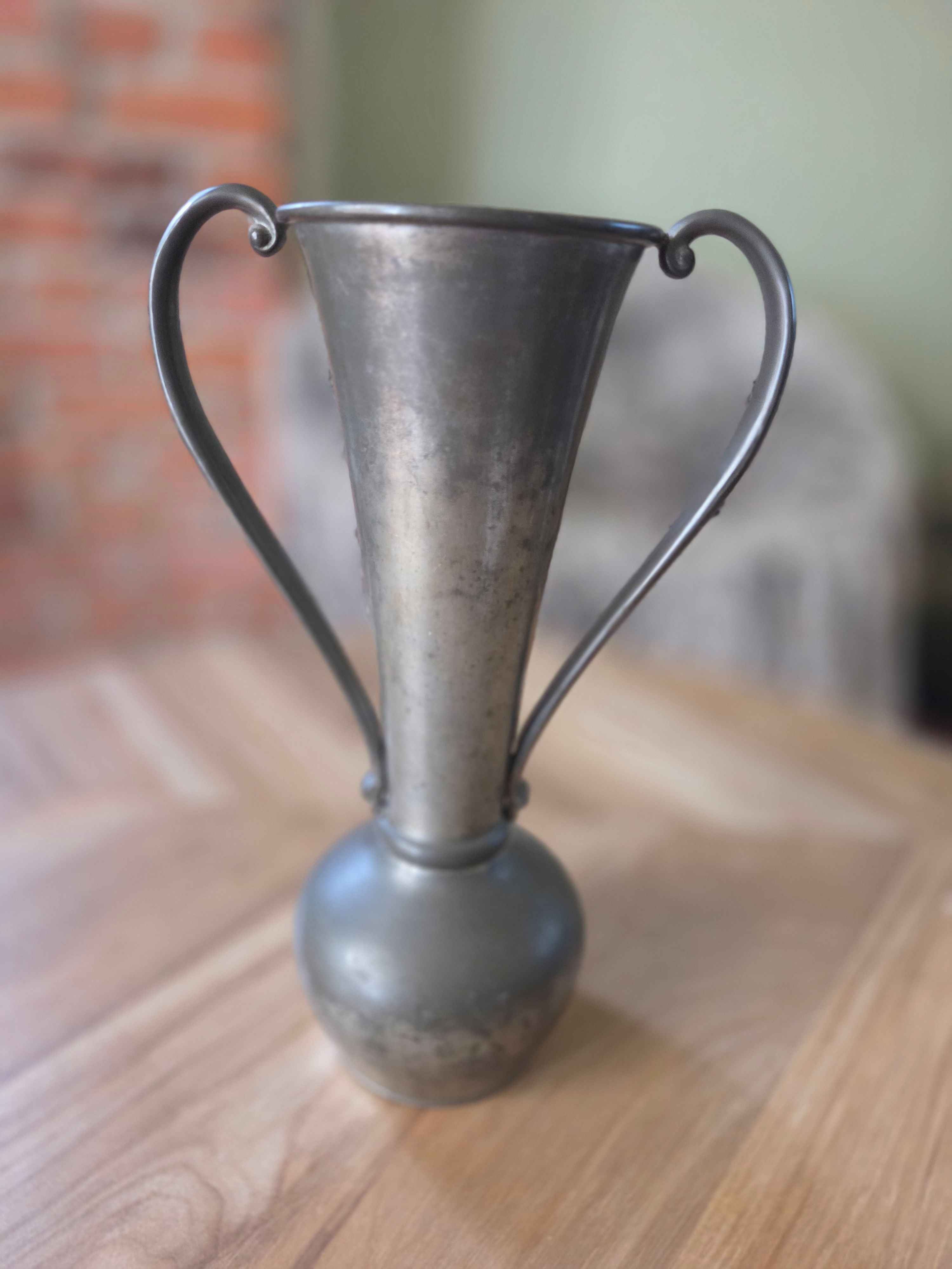 Vintage Continental Pewter Trophy Vase (Model 817)