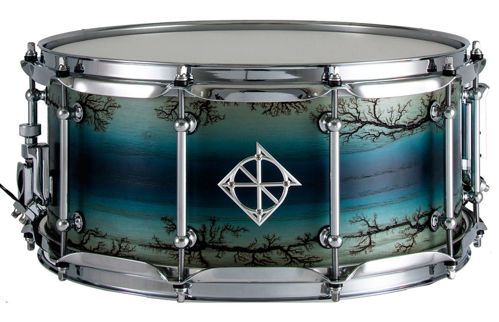 Thumbnail: DIXON ARTISAN SERIES ASH SNARE DRUM SATIN ENCHANTED BLUE REVERSE BURST - 14 X 6.