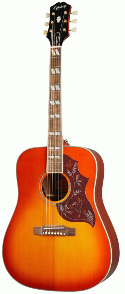 EPIPHONE HUMMINGBIRD PRO ACOUSTIC GUITAR W/ SOLID TOP, FADED CHERRY BURST