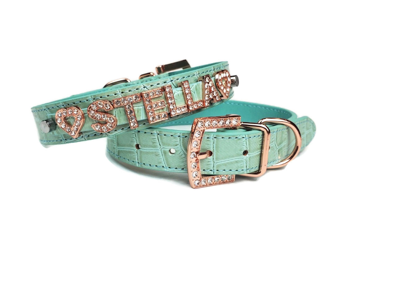Mint Croc Collar | Rose Gold Hardware